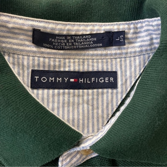 Tommy Hilfiger Green Short Sleeve Polo Shirt Large Classic Logo Holiday Ready - Picture 8 of 8